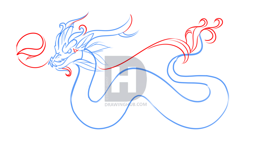 1080x714 How To Draw A Chinese Dragon Easy, Step - Chinese Dragon Drawing Step By Step