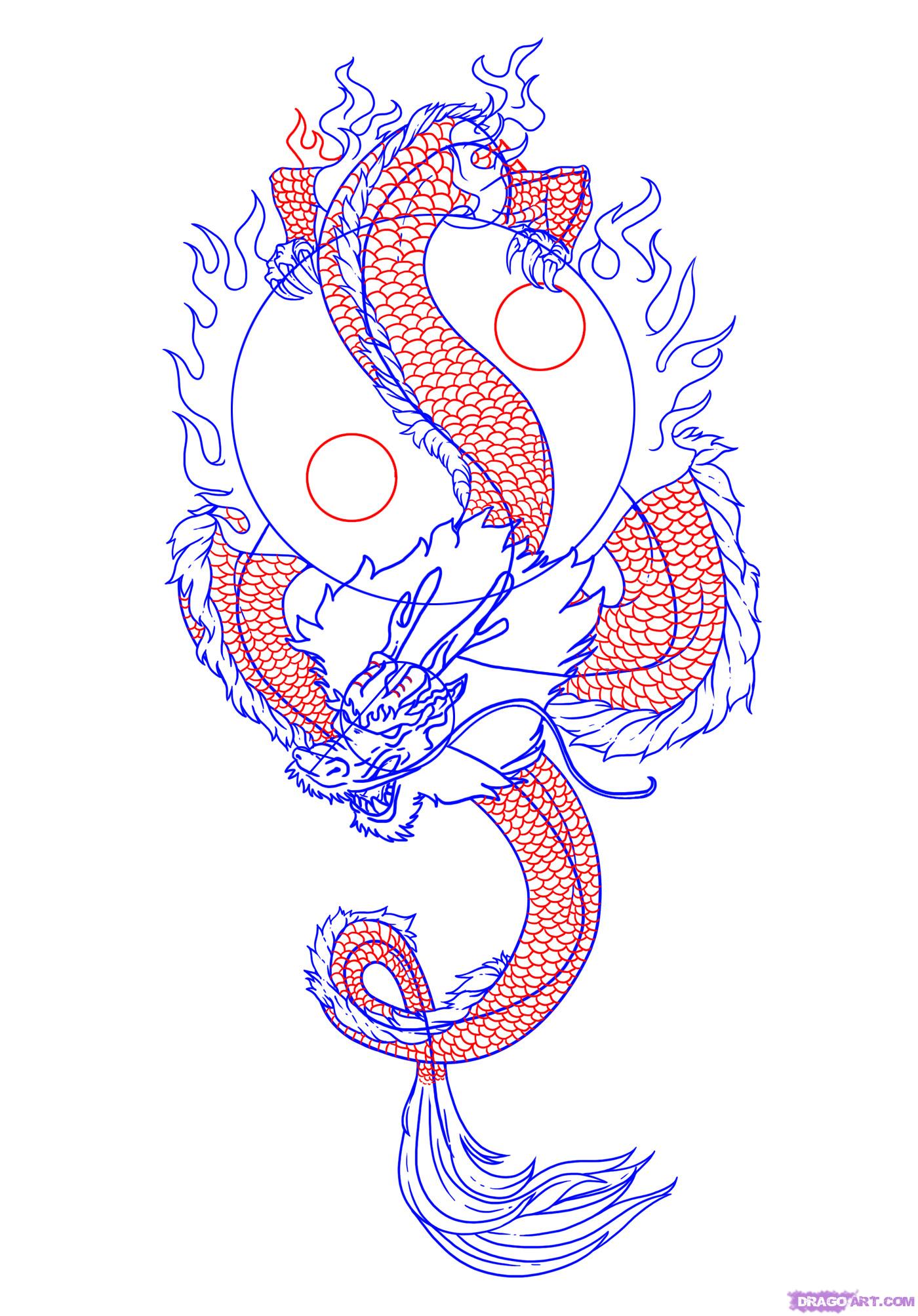 1400x2007 How To Draw A Chinese Dragon Tattoo, Step - Chinese Dragon Drawing Step By Step