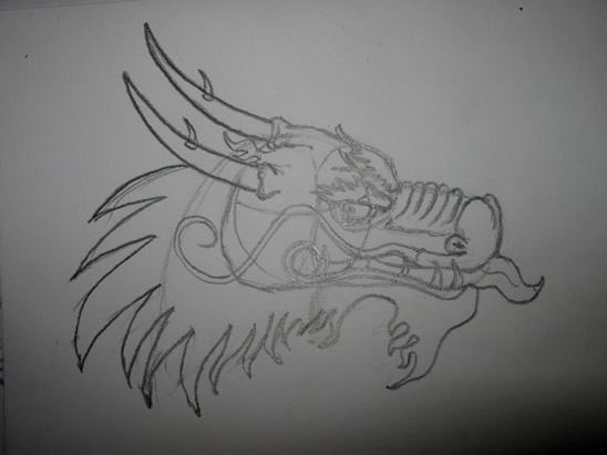 548x411 How To Draw A Chinese Dragon Head Step - Chinese Dragon Drawing Tutorial