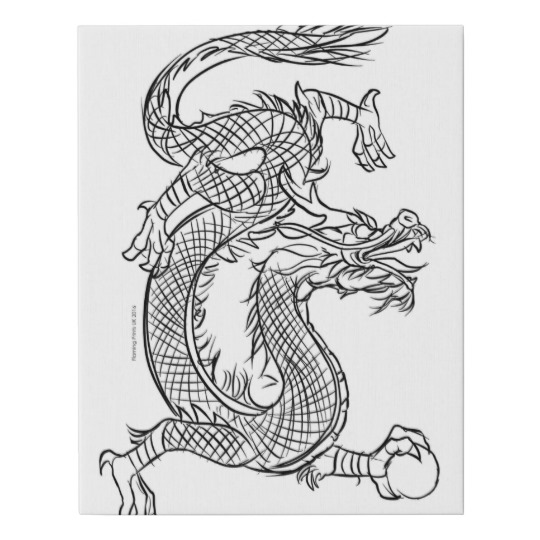 540x540 Chinese Dragon Line Drawing Sketch Eastern Fantasy Faux Canvas - Chinese Dragon Line Drawing