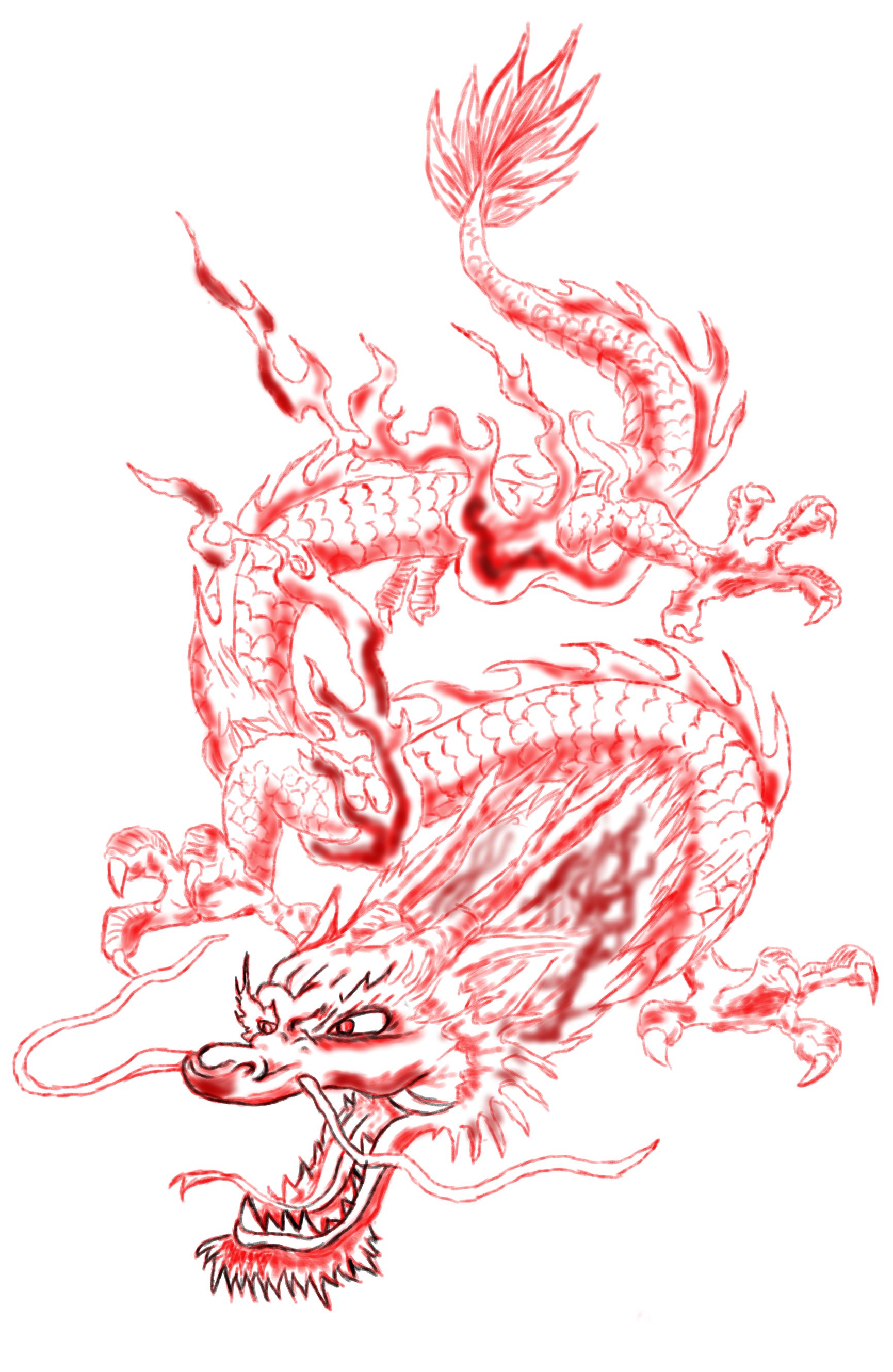 1731x2659 Chinese Dragon - Chinese Dragon Line Drawing