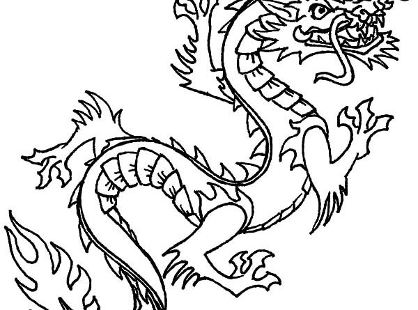 600x445 Chinese Dragon Coloring Pages - Chinese Dragon Line Drawing
