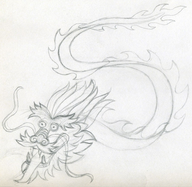771x753 Dragon Drawing Simple And Perfect - Chinese Dragon Pencil Drawings