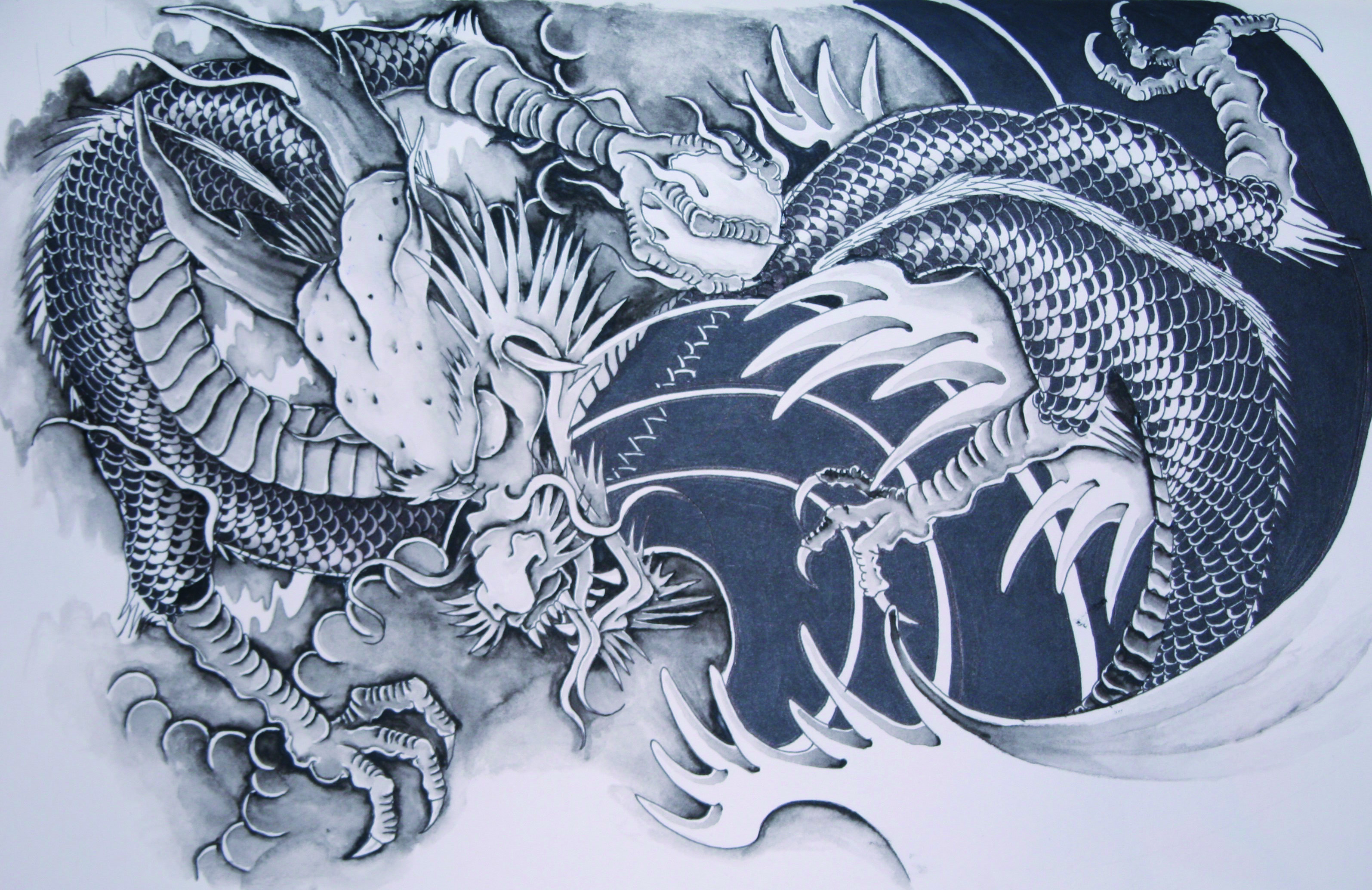 3189x2067 Download Dragon Tattoo Meaning - Chinese Dragon Tattoo Drawing