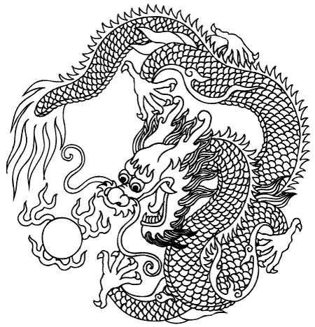 450x468 Grey Ink Chinese Dragon Tattoo Design - Chinese Dragon Tattoo Drawing