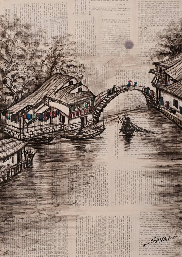 770x1088 Chinese Old Village Drawing - Chinese Drawings