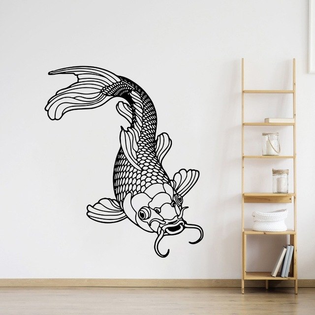 640x640 koi carp fish wall sticker bedroom office koi chinese fishing sea - Chinese Fish Drawing