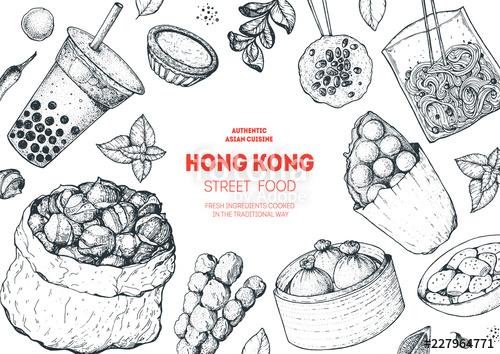 500x354 hong kong street food frame chinese food menu design template - Chinese Food Drawing