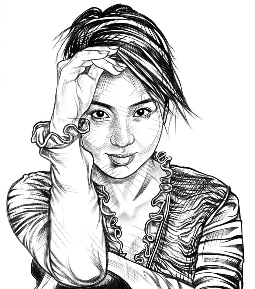 839x952 Chinese Girl Drawing - Chinese Girl Drawing
