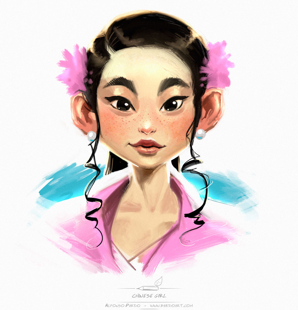 1000x1040 Artstation - Chinese Girl Drawing