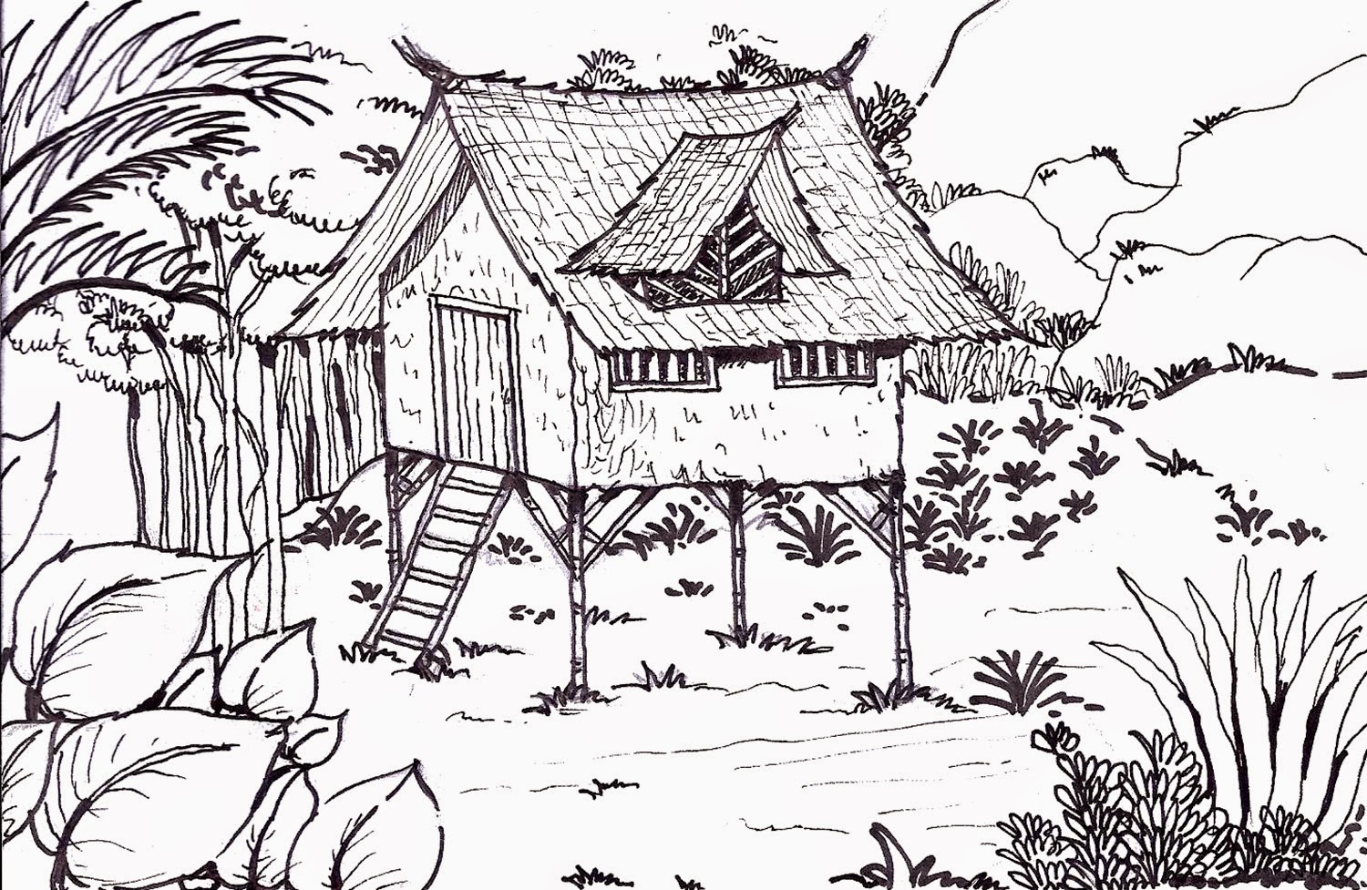 1500x977 Chinese House Coloring - Chinese House Drawing