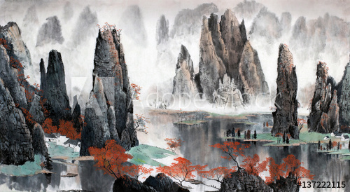 500x274 Chinese Landscape Of Mountains And Water - Chinese Landscape Drawing