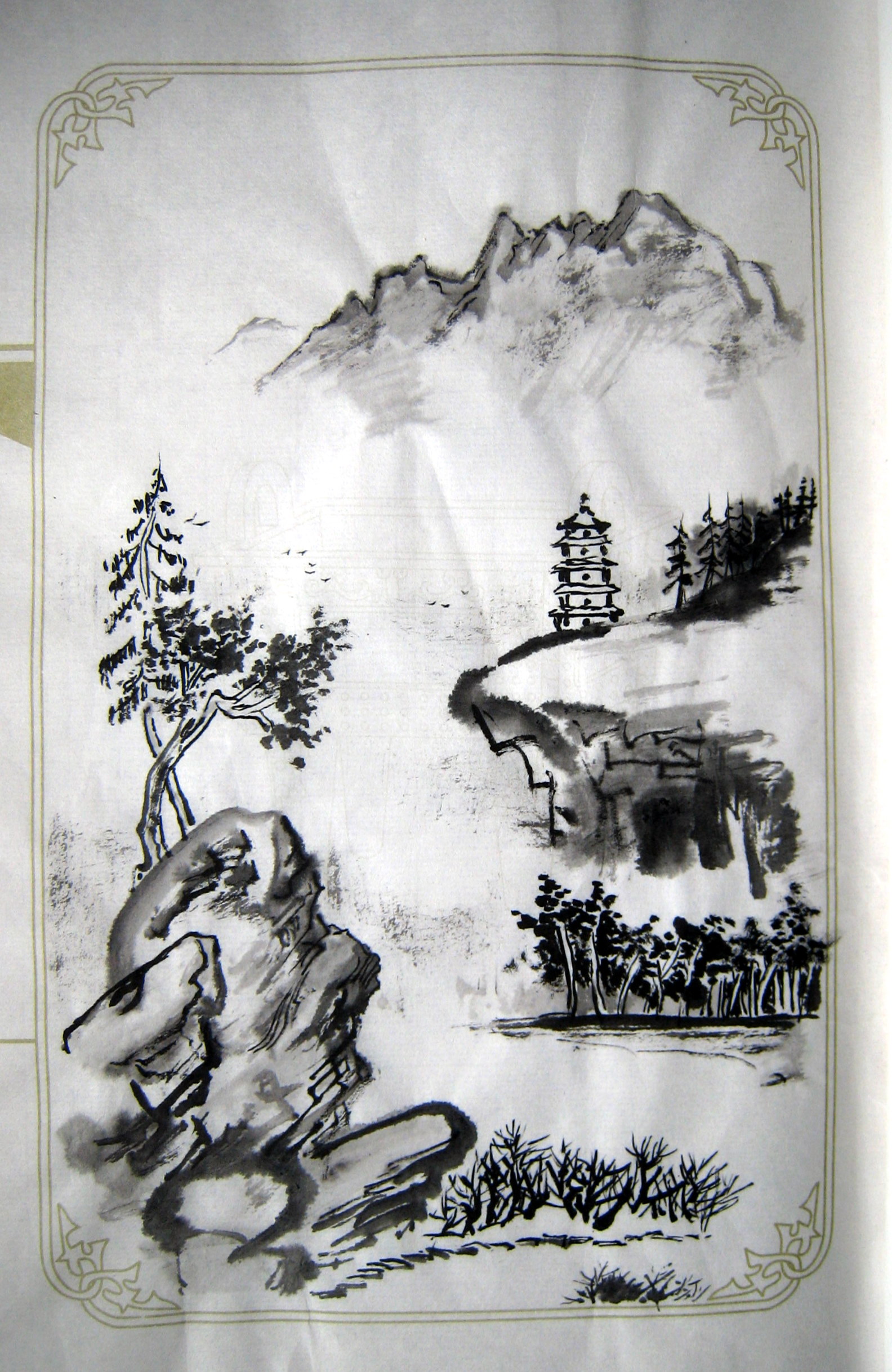 1584x2436 Chinese Drawing Landscape For Free Download - Chinese Landscape Drawing