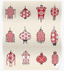 210x230 chinese lanterns drawing posters redbubble - Chinese Lantern Drawing