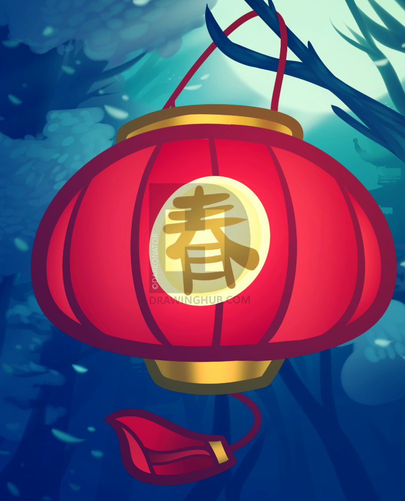 808x1000 how to draw a lantern, chinese lantern, step - Chinese Lantern Drawing