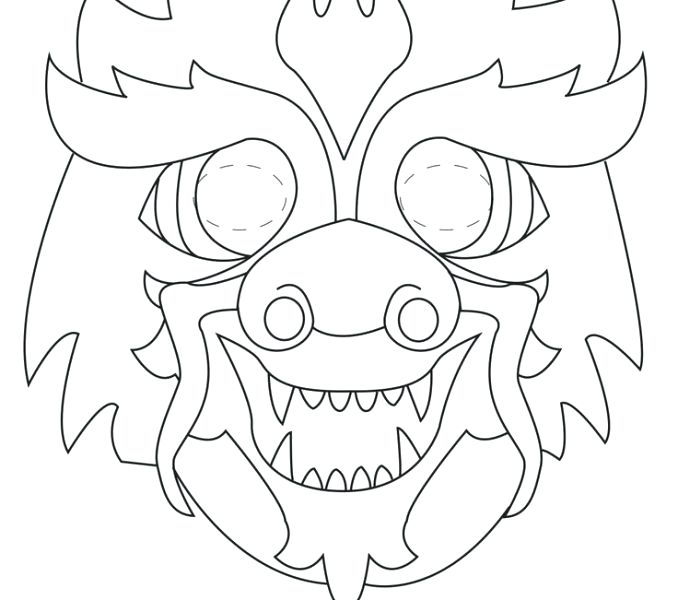678x600 Dragon Face Coloring - Chinese Lion Head Drawing