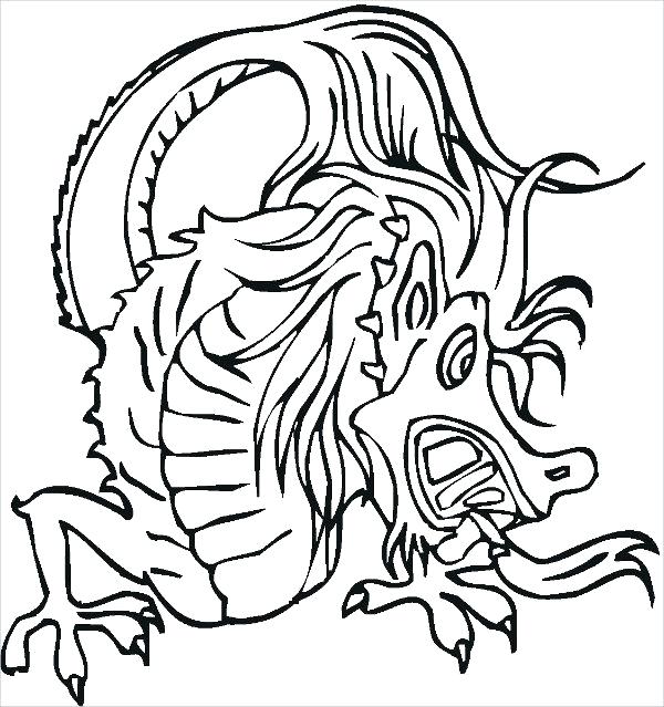 600x639 Chinese Dragon Head Coloring - Chinese Lion Head Drawing