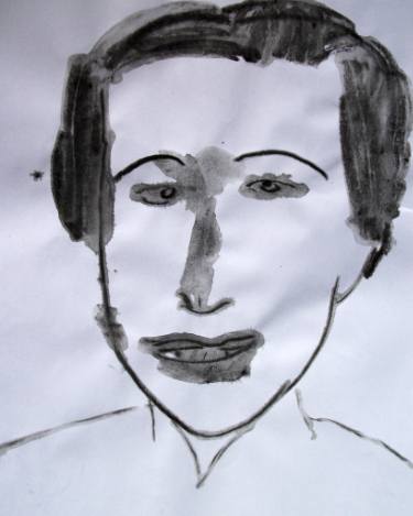 375x469 Abstract Drawing Portrait Of A Smiling Chinese Man - Chinese Man Drawing