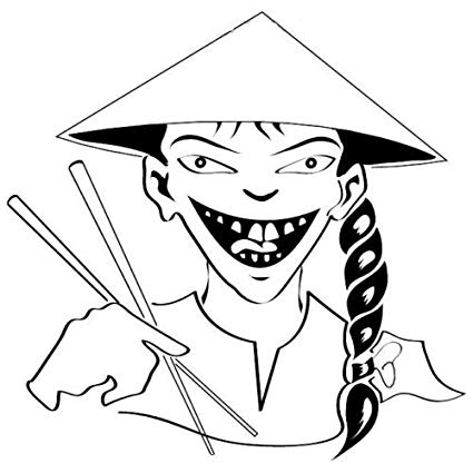 425x425 chinese man with chopsticks car decal sticker, orange - Chinese Man Drawing