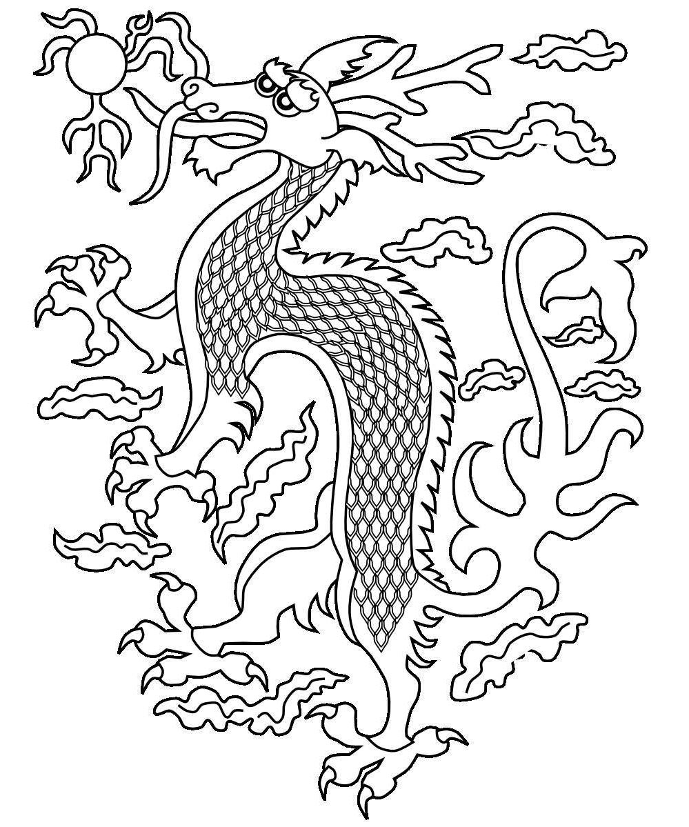 999x1199 chinese new year dragon coloring pages dragons fattkay black - Chinese New Year Dragon Drawing