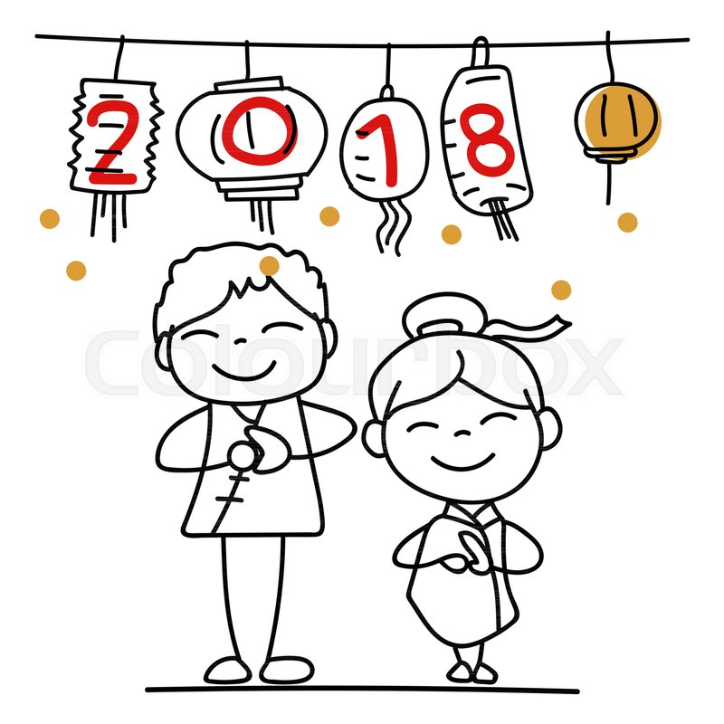 800x800 Hand Drawing Cartoon Character Chinese Stock Vector Colourbox - Chinese New Year Drawing