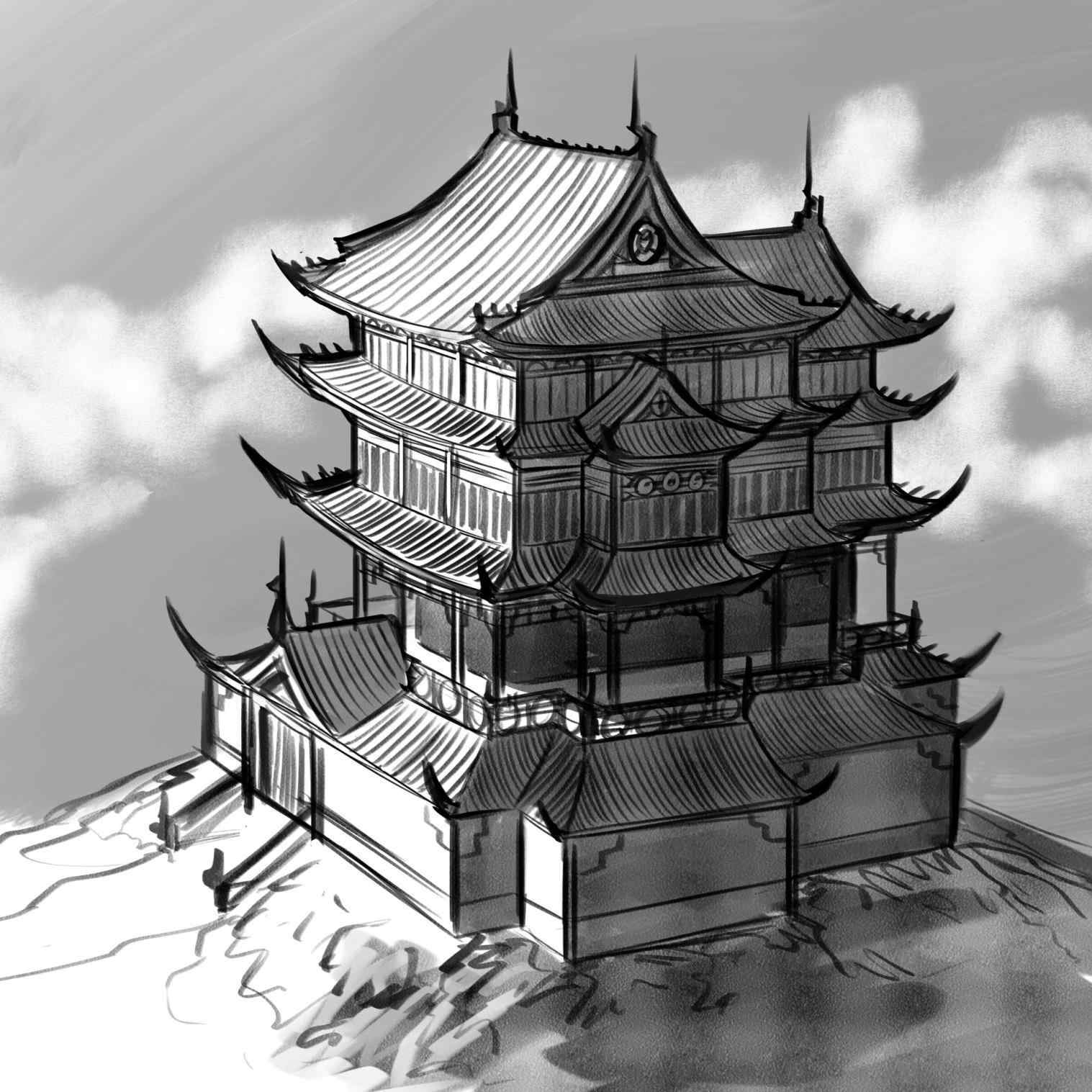 Chinese Pagoda Drawing at PaintingValley.com | Explore collection of ...