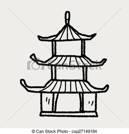 450x470 Chinese Drawing Clipart - Chinese Pagoda Drawing