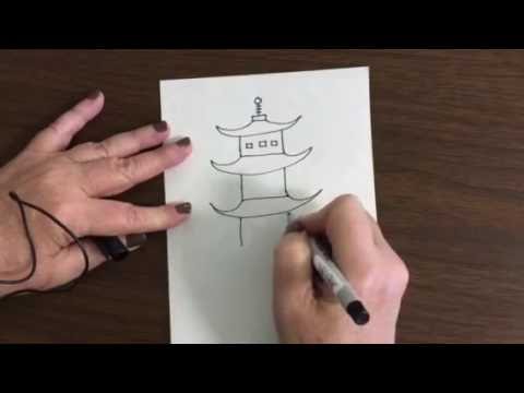 480x360 draw a pagoda - Chinese Pagoda Drawing