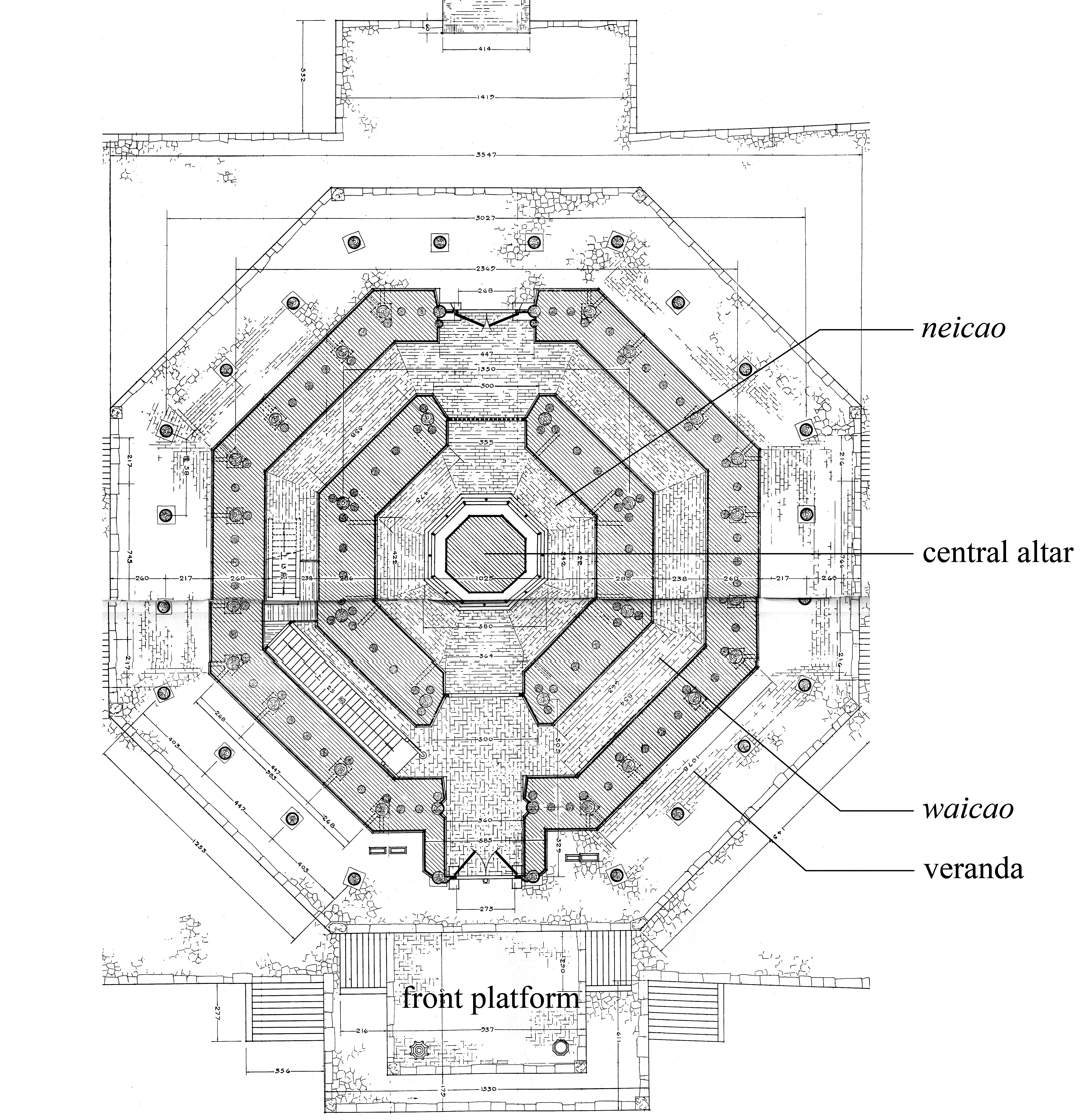 5100x5279 performing center in a vertical rise multilevel pagodas - Chinese Pagoda Drawing
