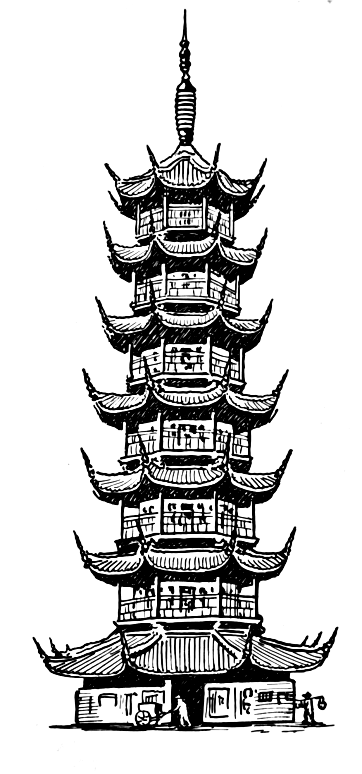 1238x2645 pagoda - Chinese Pagoda Drawing.