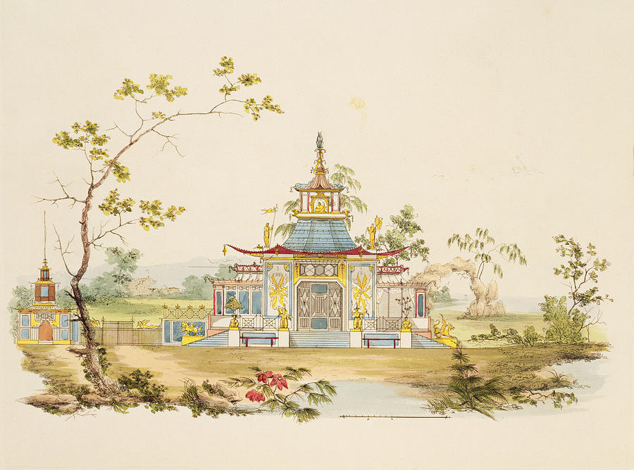 900x668 Design For A Chinese Temple, Drawing - Chinese Temple Drawing