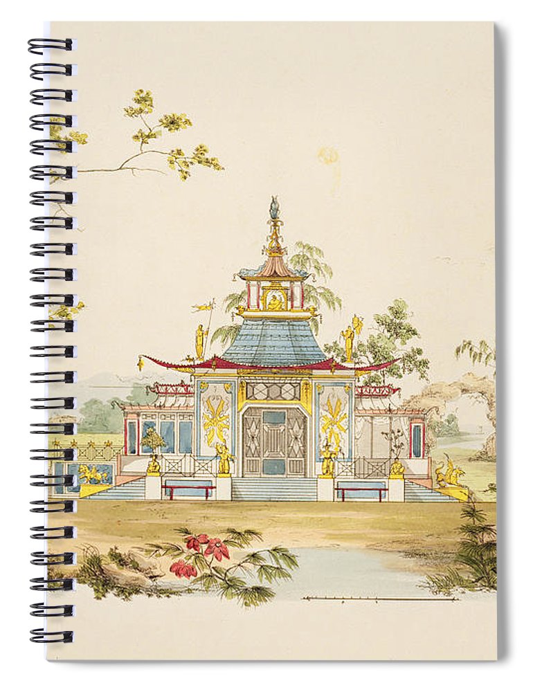 770x1000 Design For A Chinese Temple, Spiral Notebook For Sale - Chinese Temple Drawing