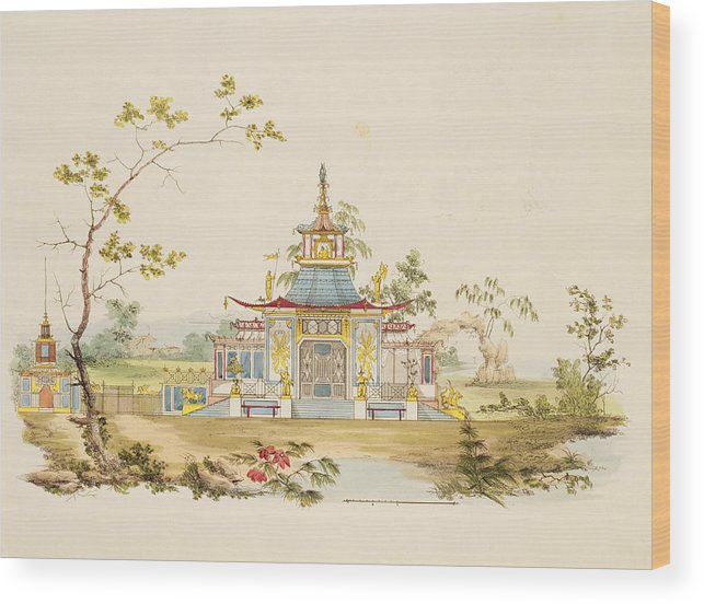643x552 Design For A Chinese Temple, Wood Print - Chinese Temple Drawing