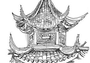 300x210 Easy Japanese Drawings Seasonal Illustration Kamo Japanese Drawing - Chinese Temple Drawing