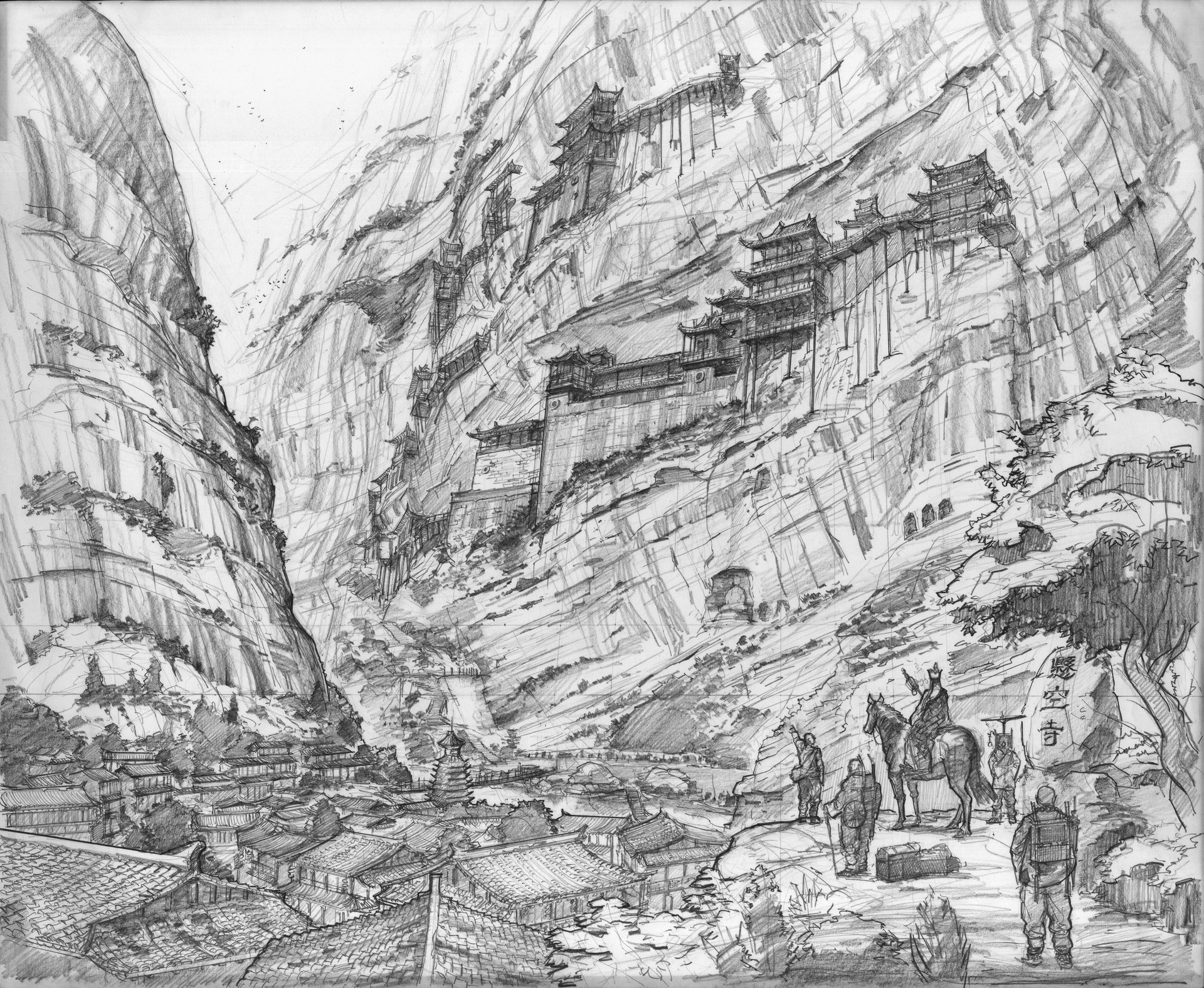 1920x1576 Longque Chen - Chinese Temple Drawing