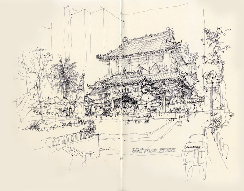 800x625 Two Chinese Temples Seeing Thinking Drawing - Chinese Temple Drawing
