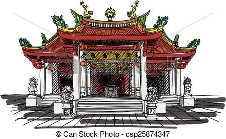 450x277 Vector - Chinese Temple Drawing