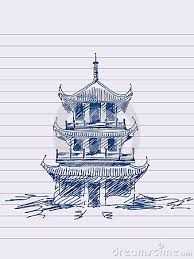 194x259 Chinese Temple Drawing - Chinese Temple Drawing