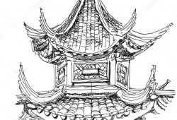 250x170 Temple Printable Coloring - Chinese Temple Drawing