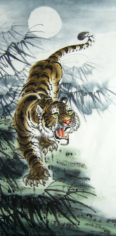 395x800 Chinese Tiger Painting X X - Chinese Tiger Drawing