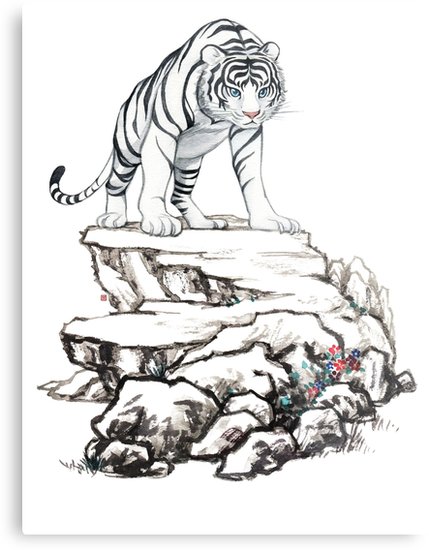 429x550 Chinese White Tiger Metal Print - Chinese Tiger Drawing