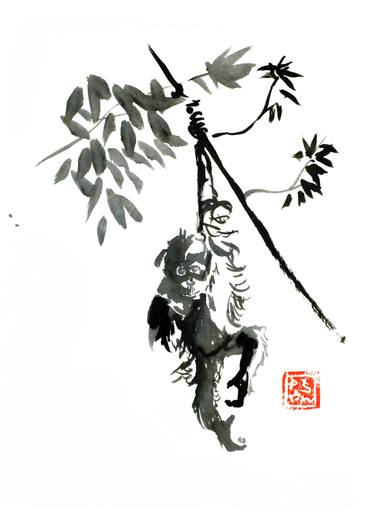 375x526 Orangutan In His Tree Drawing - Chinese Tree Drawing
