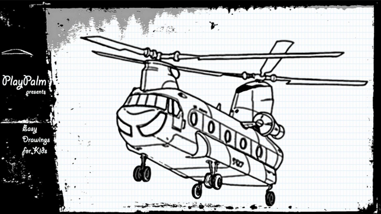 1280x720 how to draw army helicopter - Chinook Drawing