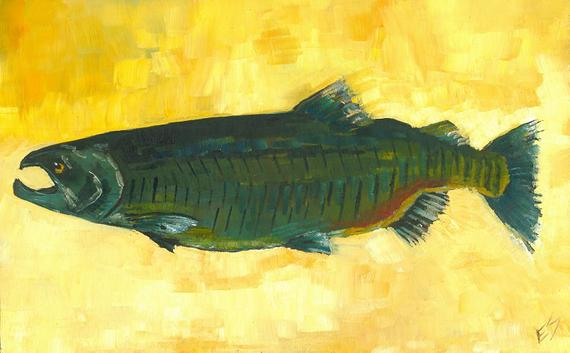 570x353 chinook salmon original oil painting etsy - Chinook Salmon Drawing