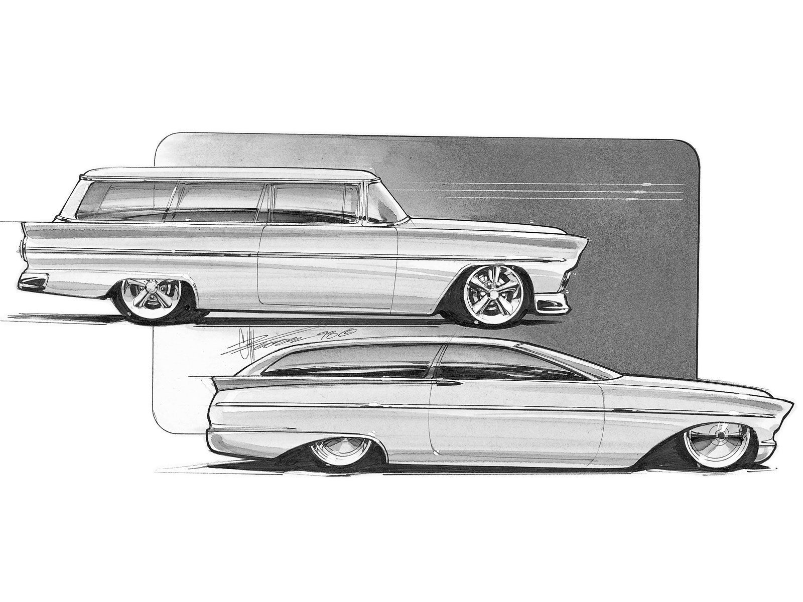 1600x1200 Chip Foose + De Bocetos Para Overhaulin! - Chip Foose Car Drawings