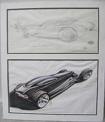 345x400 Rare Chip Foose Original Drawings Sketch Hemisfear Supercar Hot - Chip Foose Drawings
