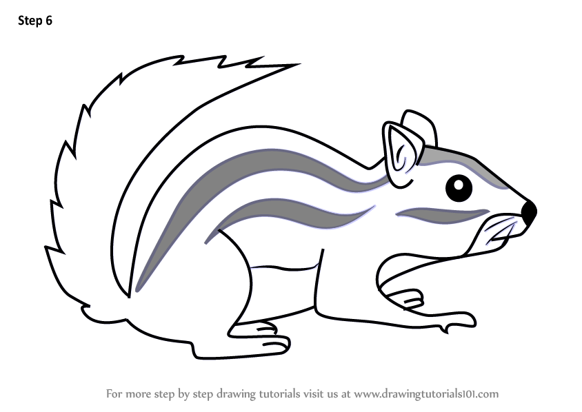 844x598 learn how to draw a cartoon chipmunk - Chipmunk Drawing