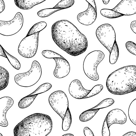 450x450 potato chips vector seamless pattern hand drawn food background - Chips Drawing