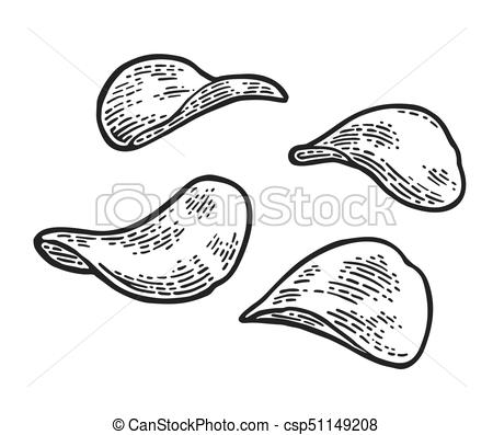 450x397 potato chips vector engraving vintage black illustration - Chips Drawing
