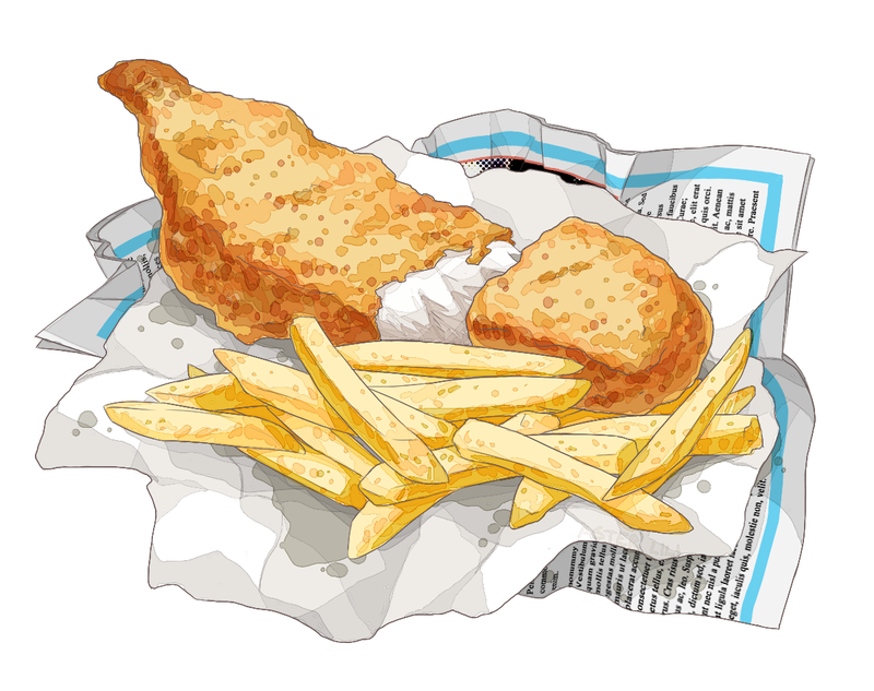 800x633 fish n chips drawing wallpaper - Chips Drawing